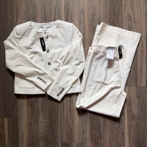 White House Black Market Ivory Pinstripe jacket and Bottom Suit